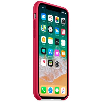 Накладка iPhone X Silicone Case Rose Red (middle)